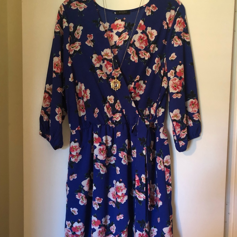 Royal blue floral dress